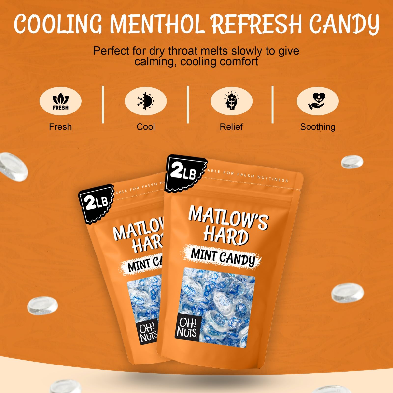 Matlow's Hard Mint Candy | Kosher Mint Candy - Individually Wrapped & Packed in 2 LB Resealable Bulk Bag | Great for Party, Office, Outing - Oh! Nuts - Image 4