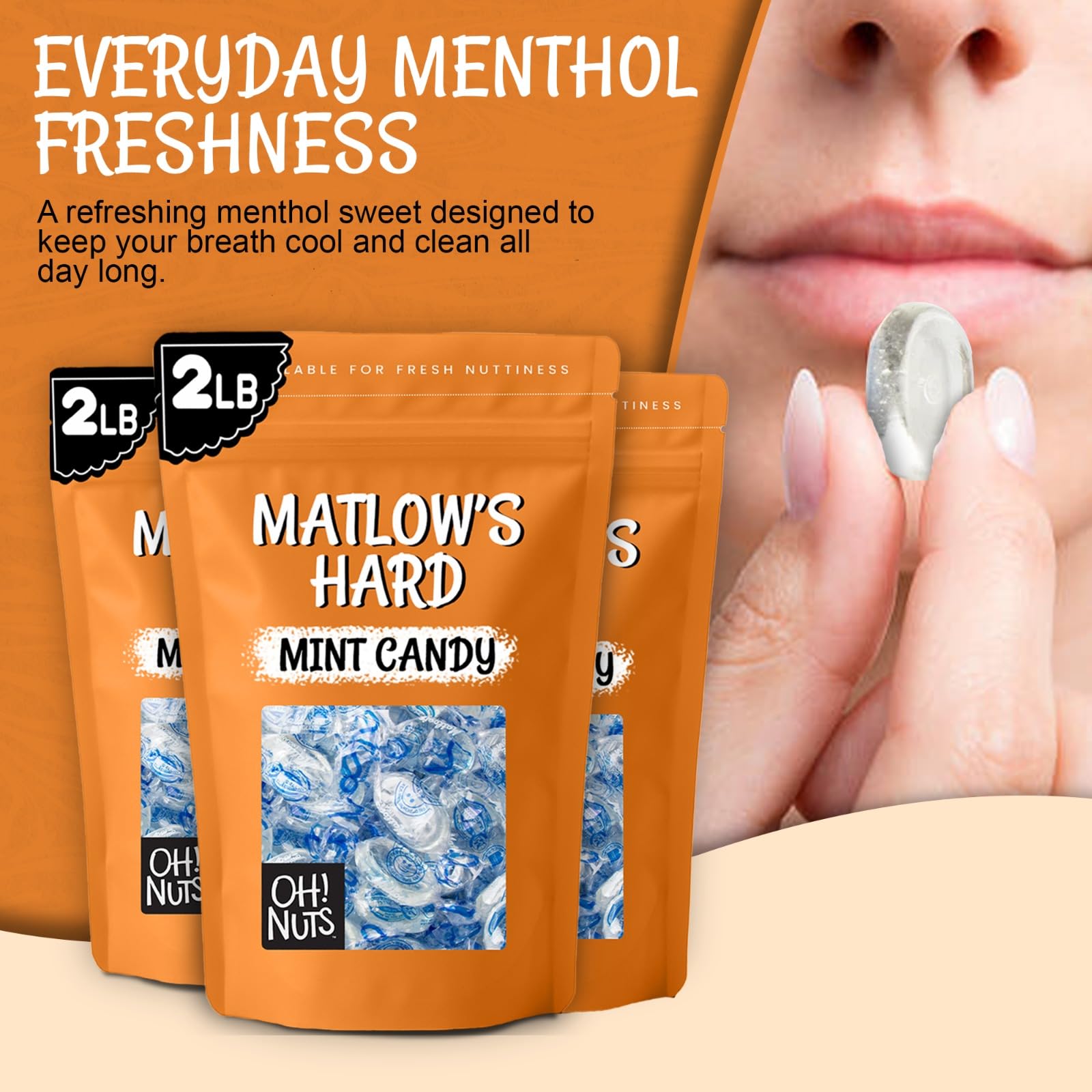 Matlow's Hard Mint Candy | Kosher Mint Candy - Individually Wrapped & Packed in 2 LB Resealable Bulk Bag | Great for Party, Office, Outing - Oh! Nuts - Image 5