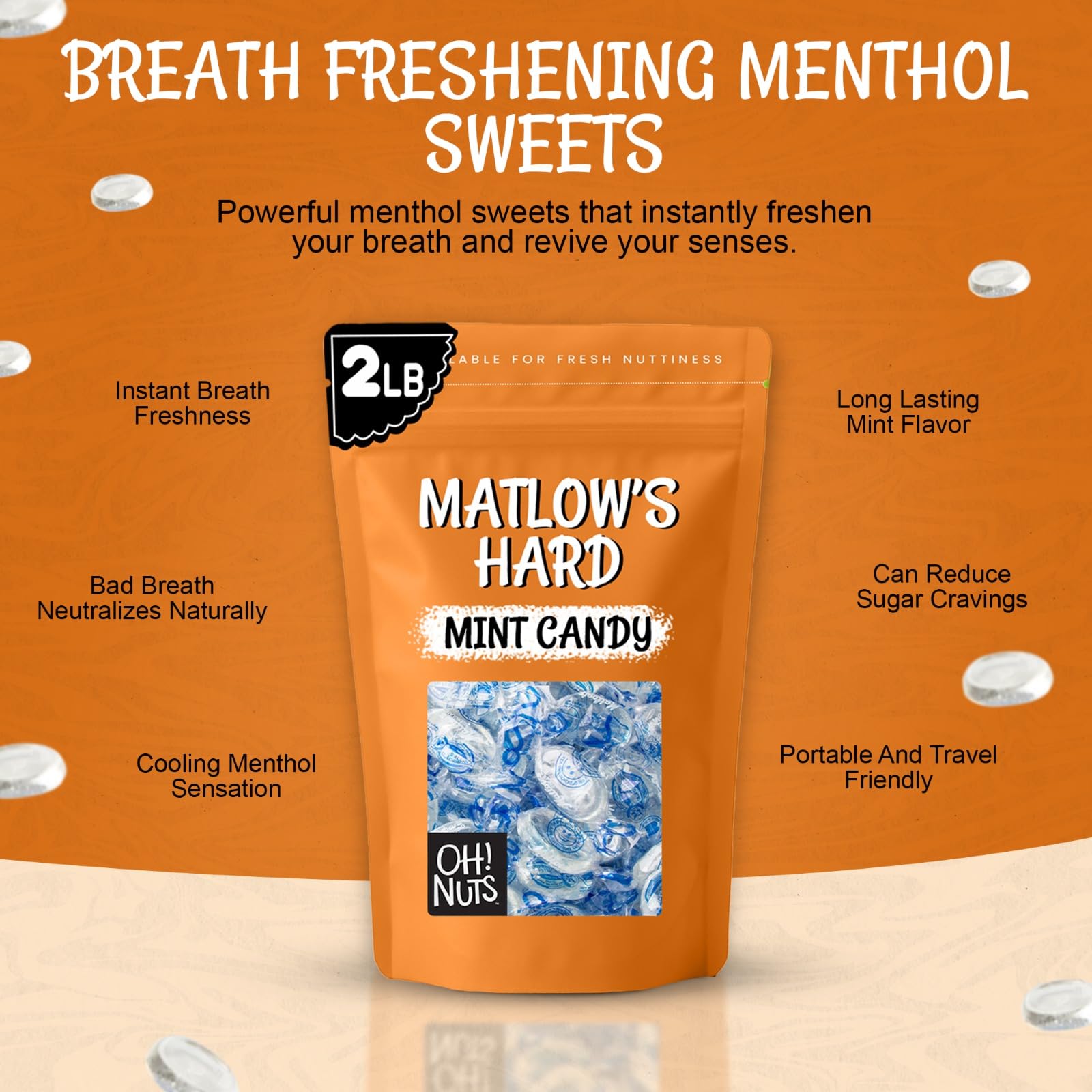 Matlow's Hard Mint Candy | Kosher Mint Candy - Individually Wrapped & Packed in 2 LB Resealable Bulk Bag | Great for Party, Office, Outing - Oh! Nuts - Image 6