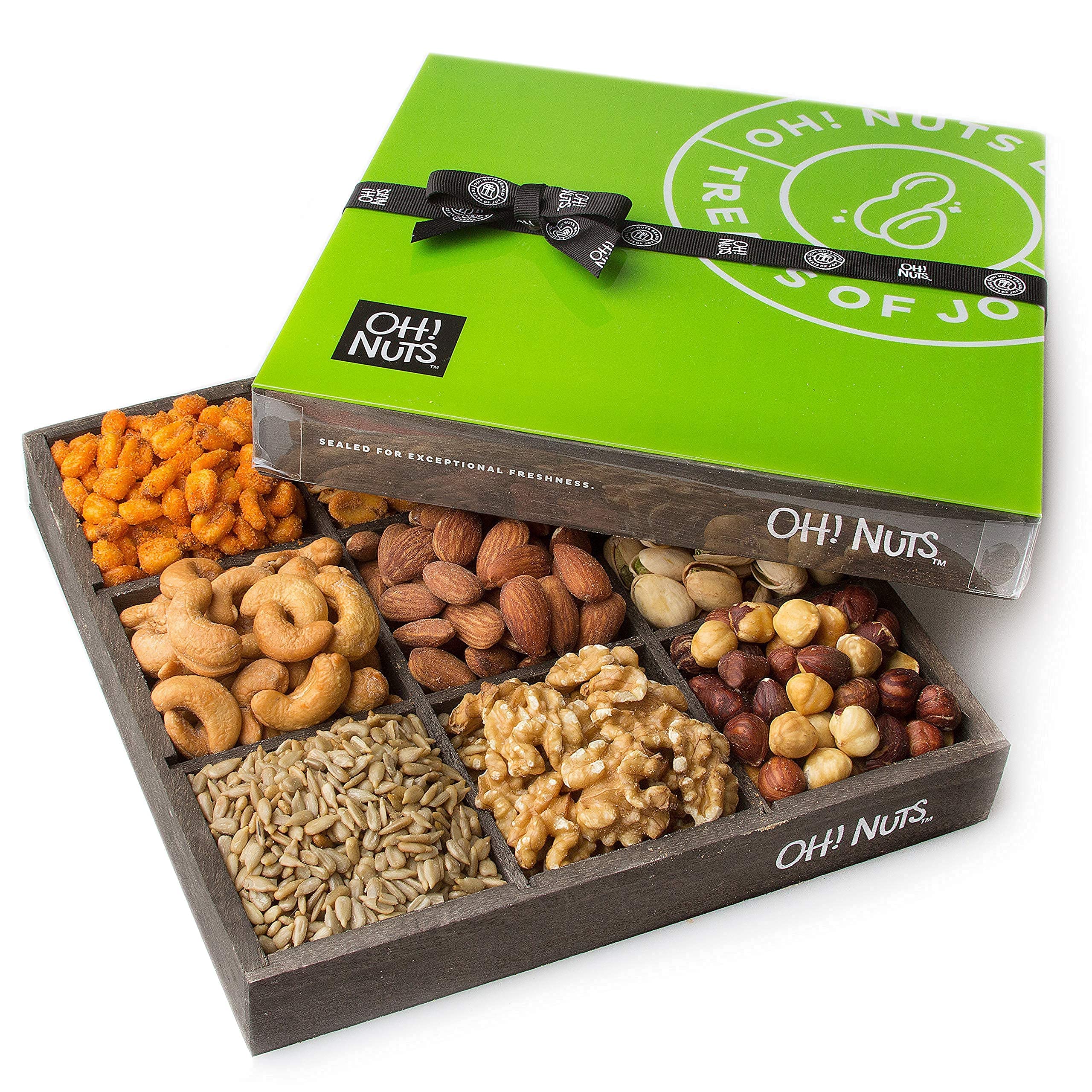 Oh! Nuts 9 Variety Nuts Gift Basket - Healthy Gift Baskets - Gourmet Assorted Nuts Tray - Gift Box for Holiday, Movie Night, Corporate, Families - Gift Ideas for Men and Women - Image 5