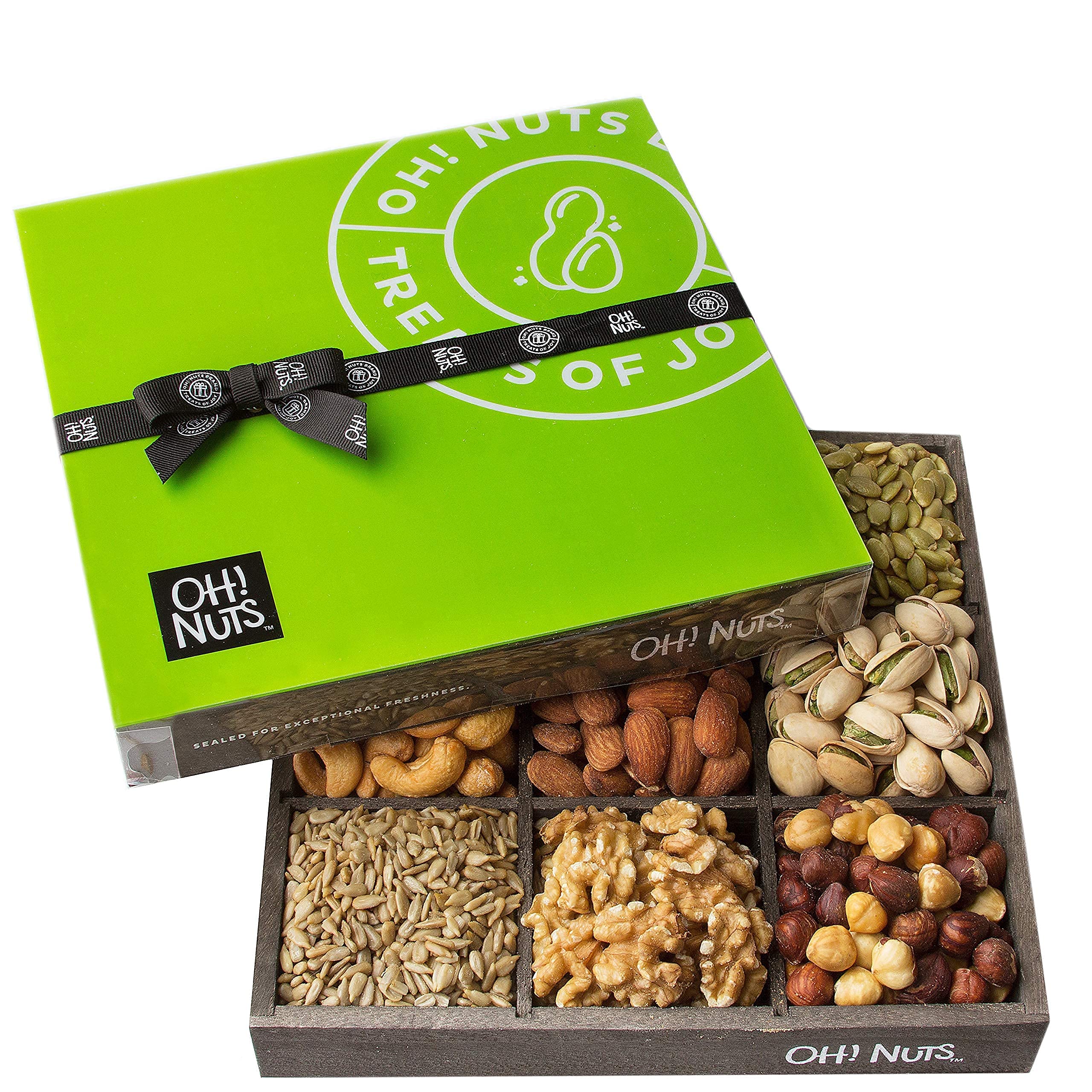Oh! Nuts 9 Variety Nuts Gift Basket - Healthy Gift Baskets - Gourmet Assorted Nuts Tray - Gift Box for Holiday, Movie Night, Corporate, Families - Gift Ideas for Men and Women - Image 7