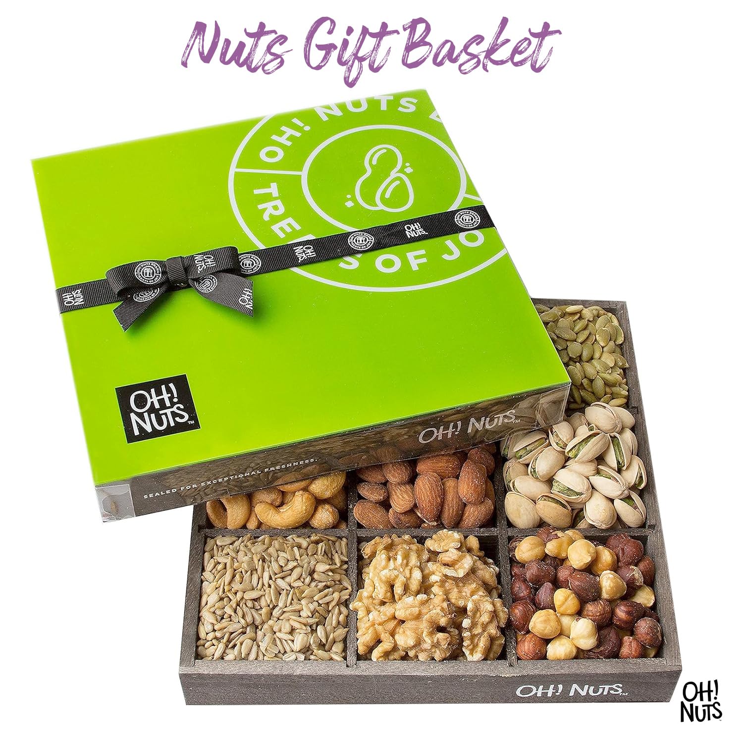 Oh! Nuts 9 Variety Nuts Gift Basket - Healthy Gift Baskets - Gourmet Assorted Nuts Tray - Gift Box for Holiday, Movie Night, Corporate, Families - Gift Ideas for Men and Women - Image 8