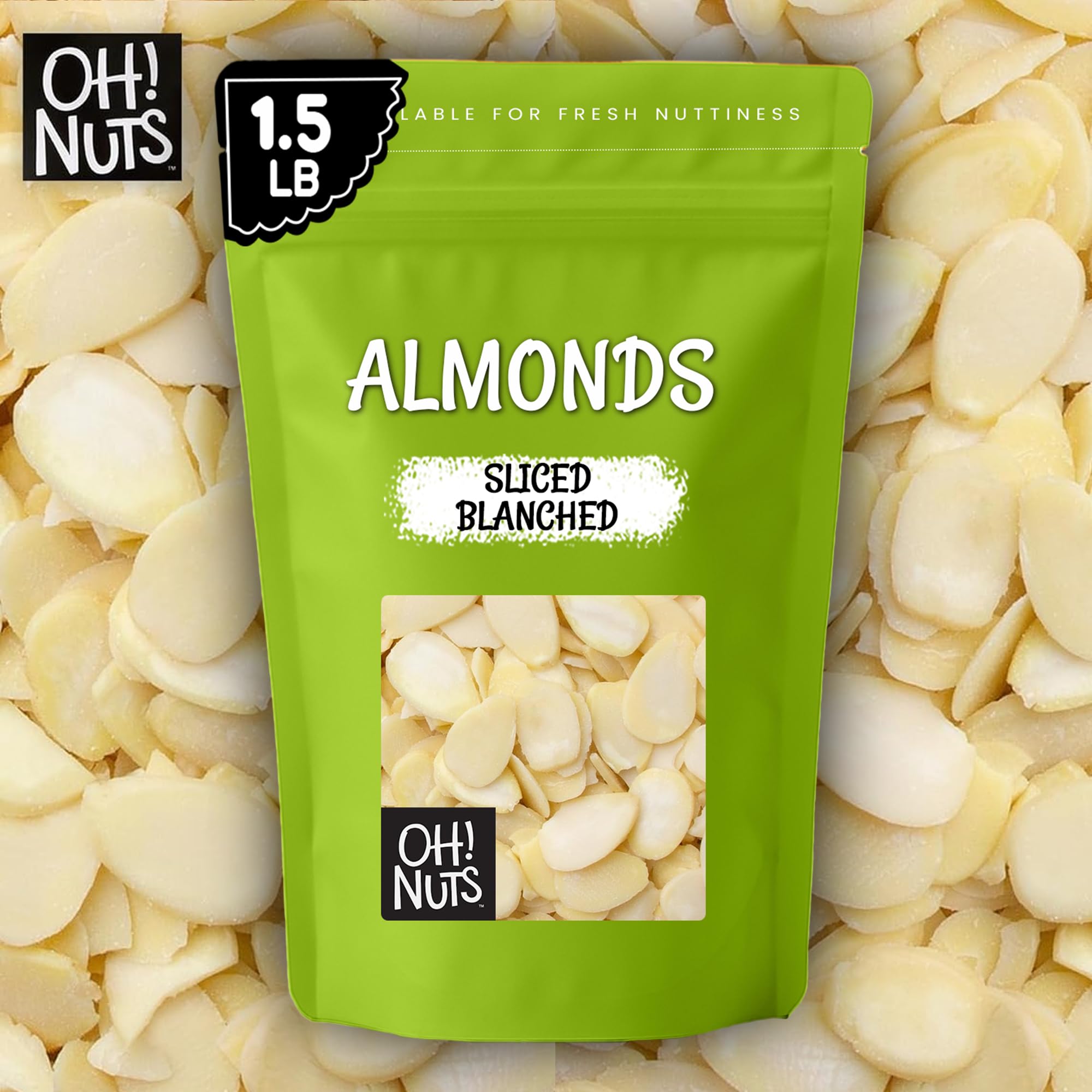 Oh! Nuts Almonds Blanched Sliced - Raw - 100% Natural - 1.5 lb - High-Protein Almonds - Packed in New York Zip-Seal Bag for Exceptional Freshness - Image 7