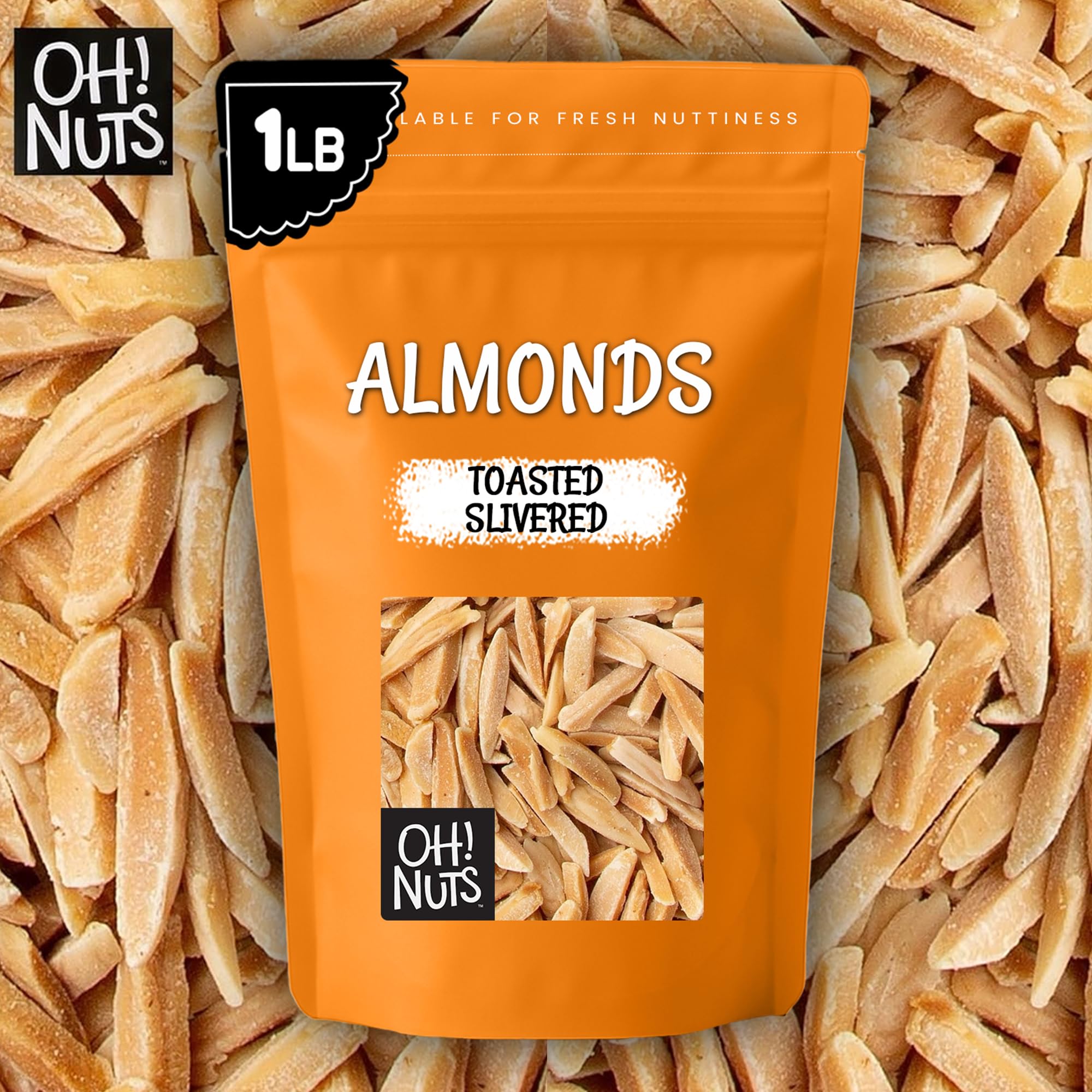 Oh! Nuts Almonds Toasted Slivered - Raw - 100% Natural - 1 lb - High-Protein Almonds - Packed in New York Zip-Seal Bag for Exceptional Freshness - Image 7