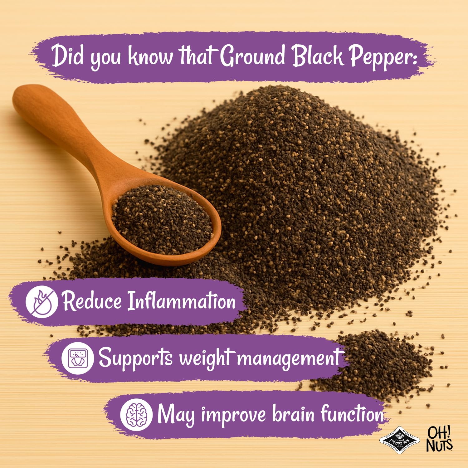 Oh! Nuts Black Pepper Ground, 16 oz Value Bag - Includes Empty Jar + Measuring Spoon, Extra Fresh & Aromatic - Naturally Non-GMO - Used by Top Chefs - Image 5