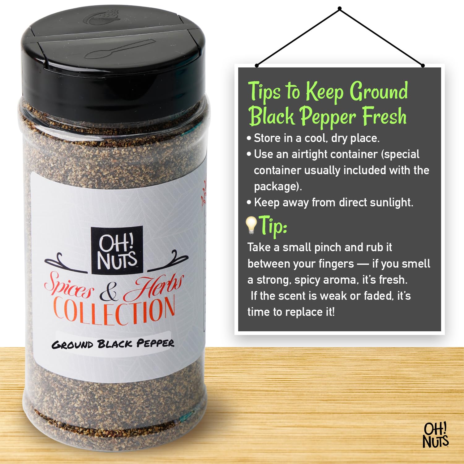 Oh! Nuts Black Pepper Ground, 16 oz Value Bag - Includes Empty Jar + Measuring Spoon, Extra Fresh & Aromatic - Naturally Non-GMO - Used by Top Chefs - Image 6