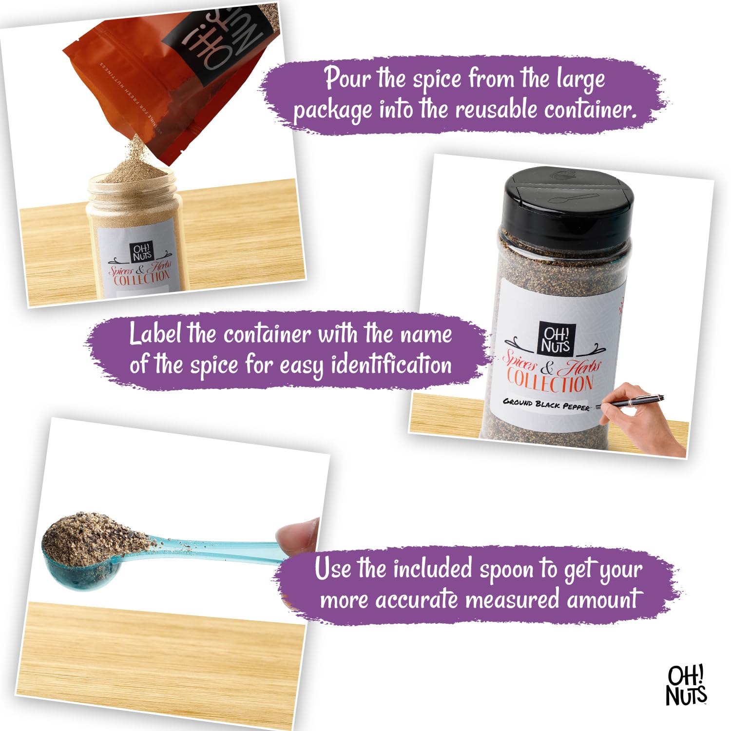 Oh! Nuts Black Pepper Ground, 16 oz Value Bag - Includes Empty Jar + Measuring Spoon, Extra Fresh & Aromatic - Naturally Non-GMO - Used by Top Chefs - Image 7