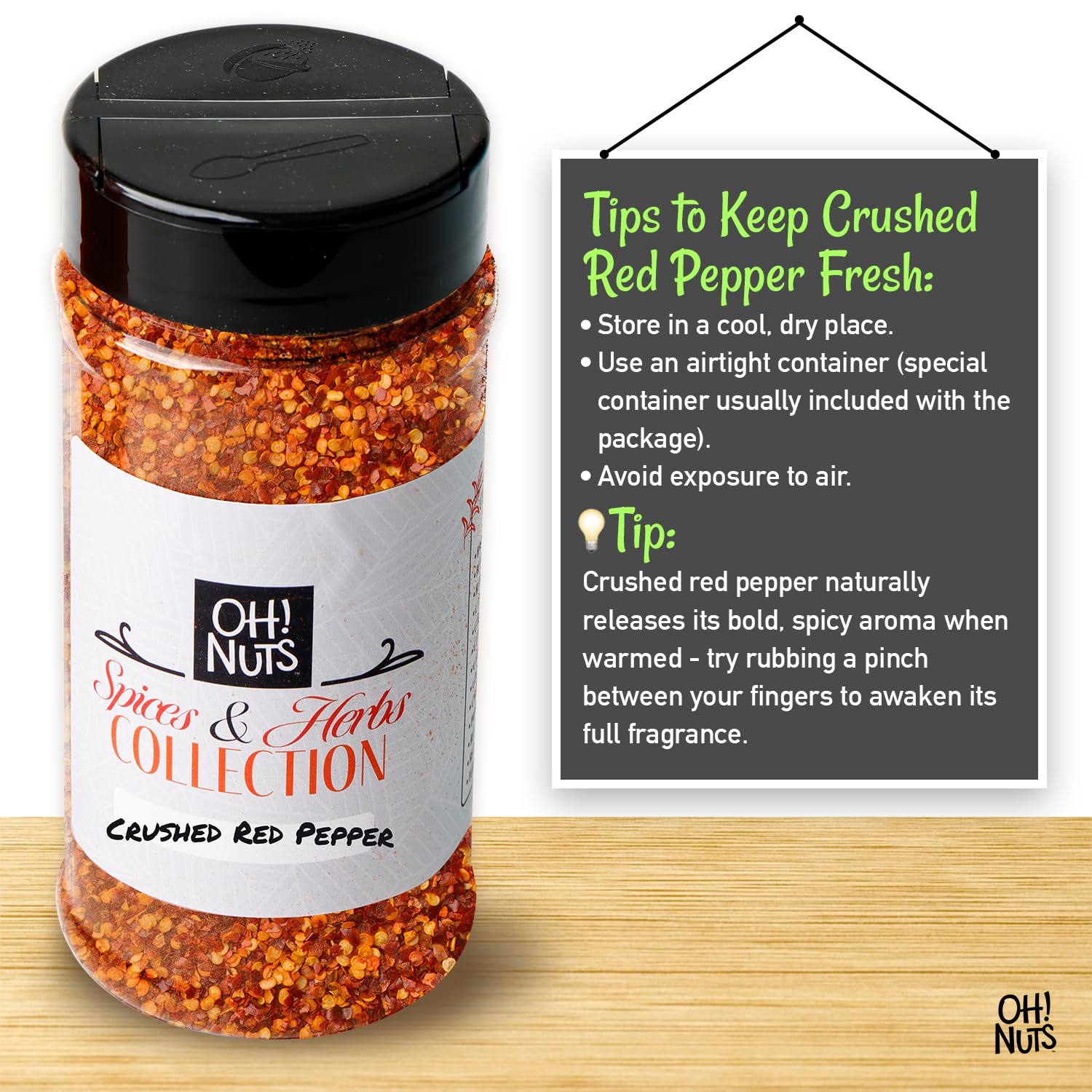 Oh! Nuts Crushed Red Pepper Flakes, 16 oz Value Bag - Includes Empty Jar + Measuring Spoon, Extra Fresh & Aromatic - Naturally Non-GMO - Used by Top Chefs - Image 6