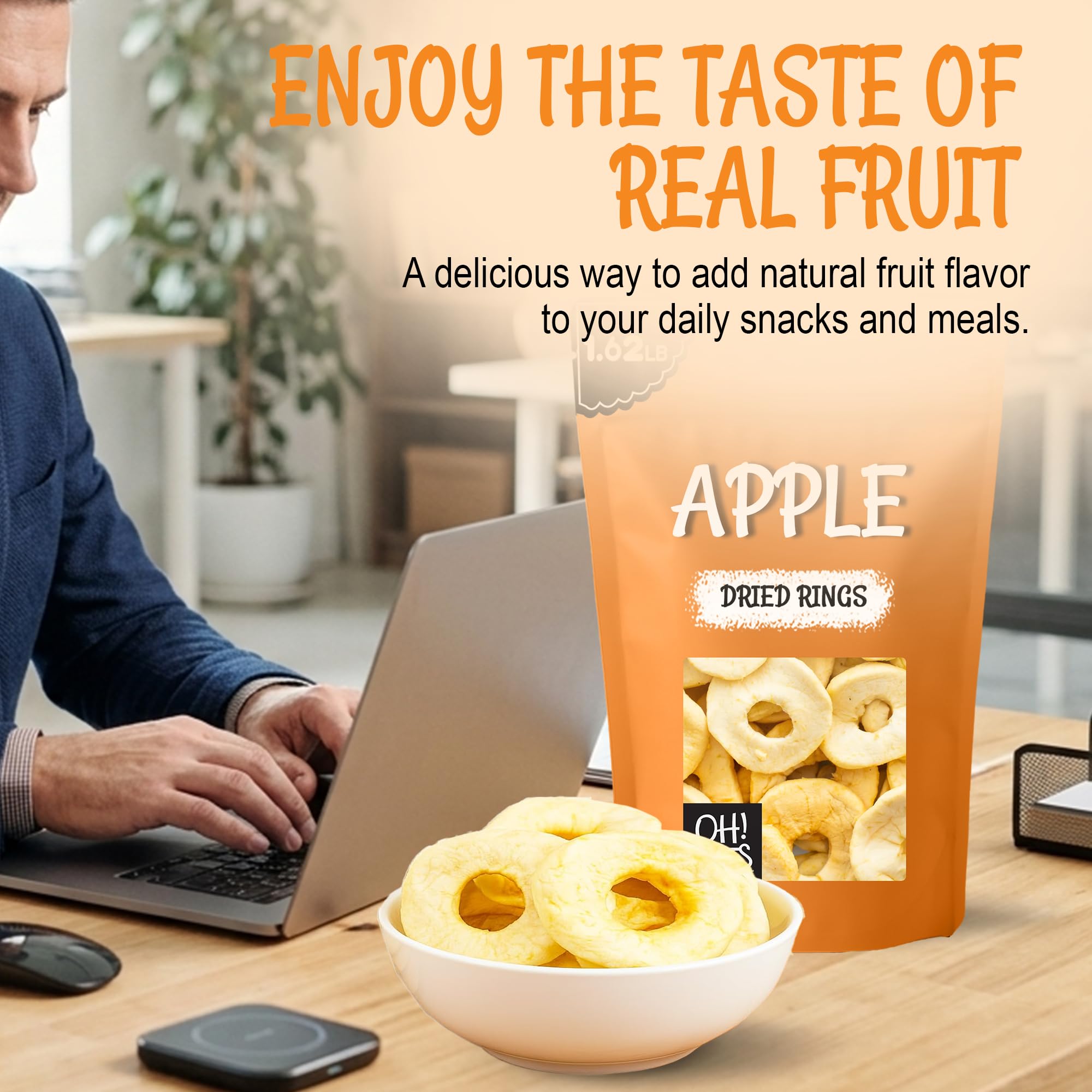 Oh! Nuts Dried Apple Rings - Apple Slices - 26 oz - Dried Apples - No Sugar Added - Dehydrated Fruit Bites - Image 4