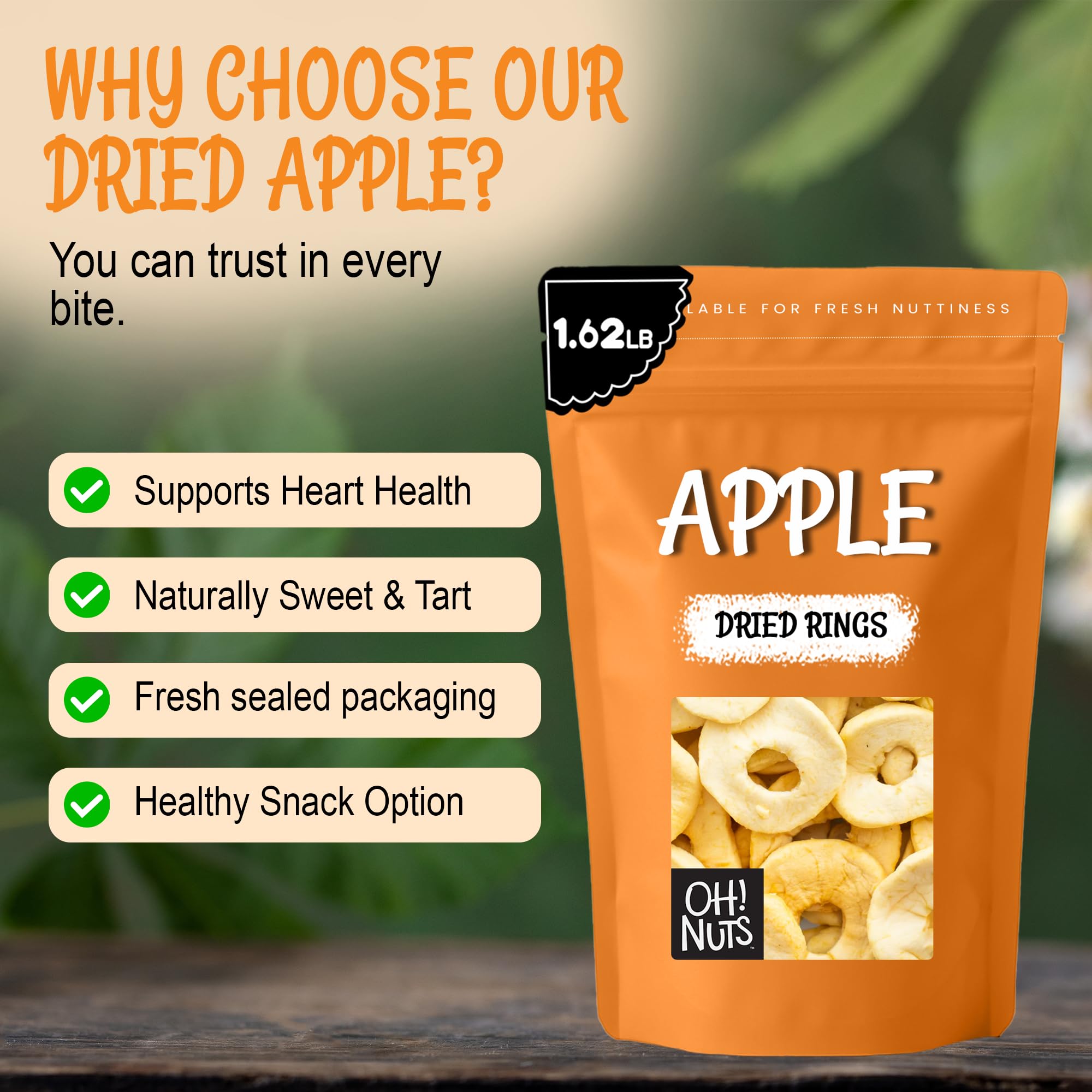 Oh! Nuts Dried Apple Rings - Apple Slices - 26 oz - Dried Apples - No Sugar Added - Dehydrated Fruit Bites - Image 5
