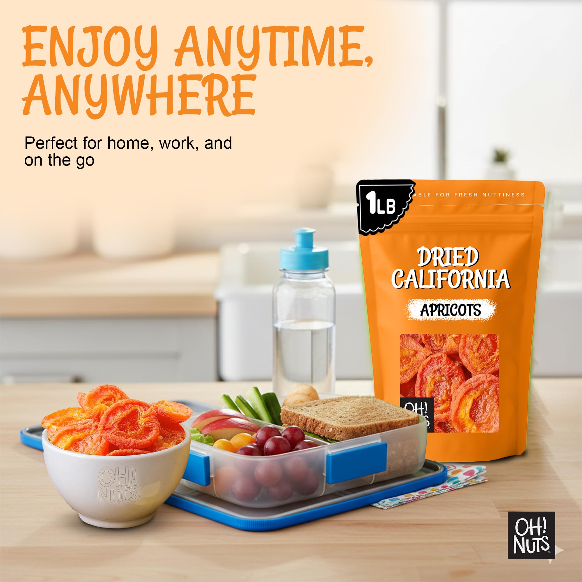 Oh! Nuts Dried Apricots California – 1 lb – No Sugar Added – Packed in New York Zip-Seal Bag to Preserve Natural Freshness and Quality - Image 4
