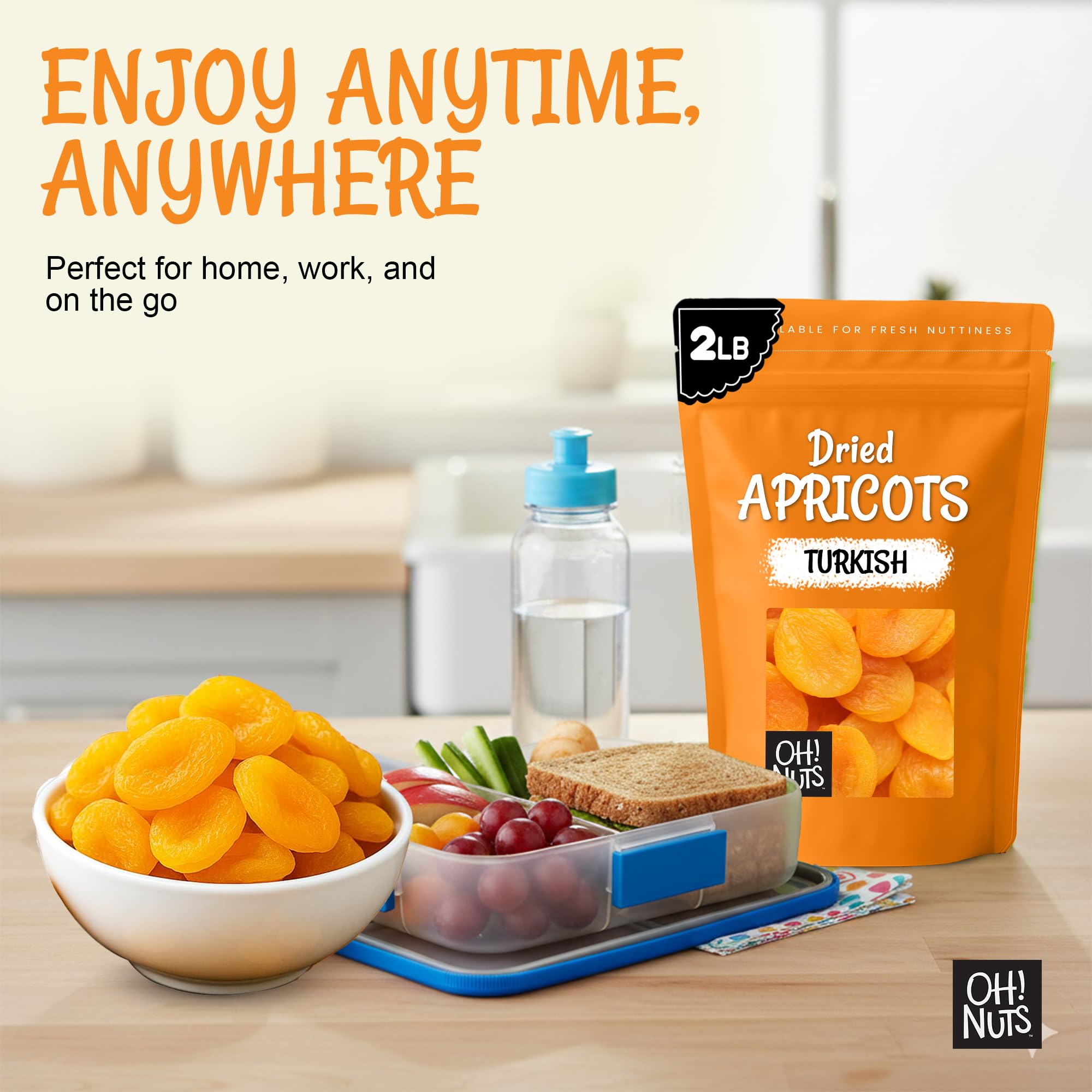 Oh! Nuts Dried Apricots Turkish - 2 lb - Dried Fruit - No Sugar Added - Dehydrated Fruit Bites - Packed in New York Zip-Seal Bag for Exceptional Freshness - Image 4