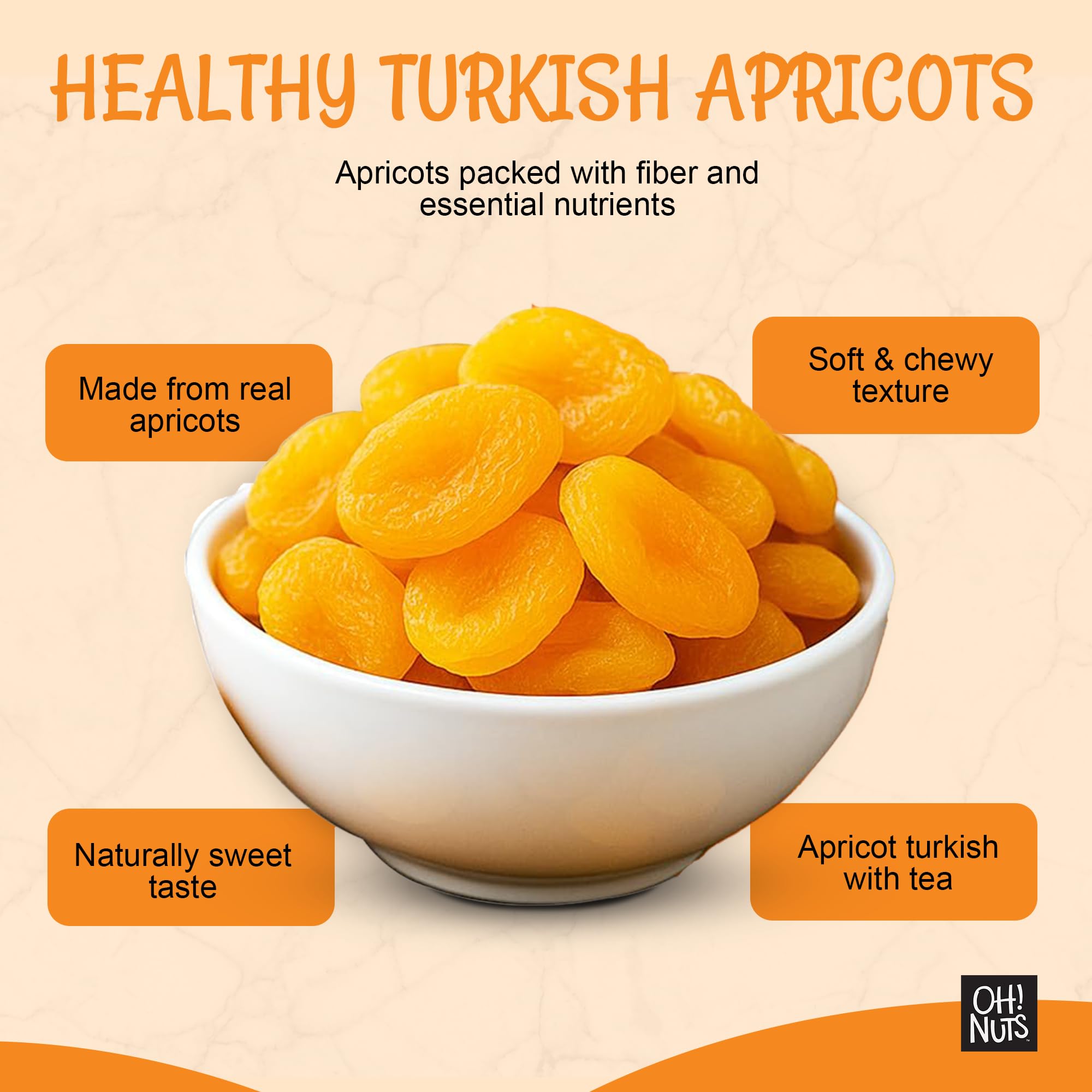 Oh! Nuts Dried Apricots Turkish - 2 lb - Dried Fruit - No Sugar Added - Dehydrated Fruit Bites - Packed in New York Zip-Seal Bag for Exceptional Freshness - Image 6