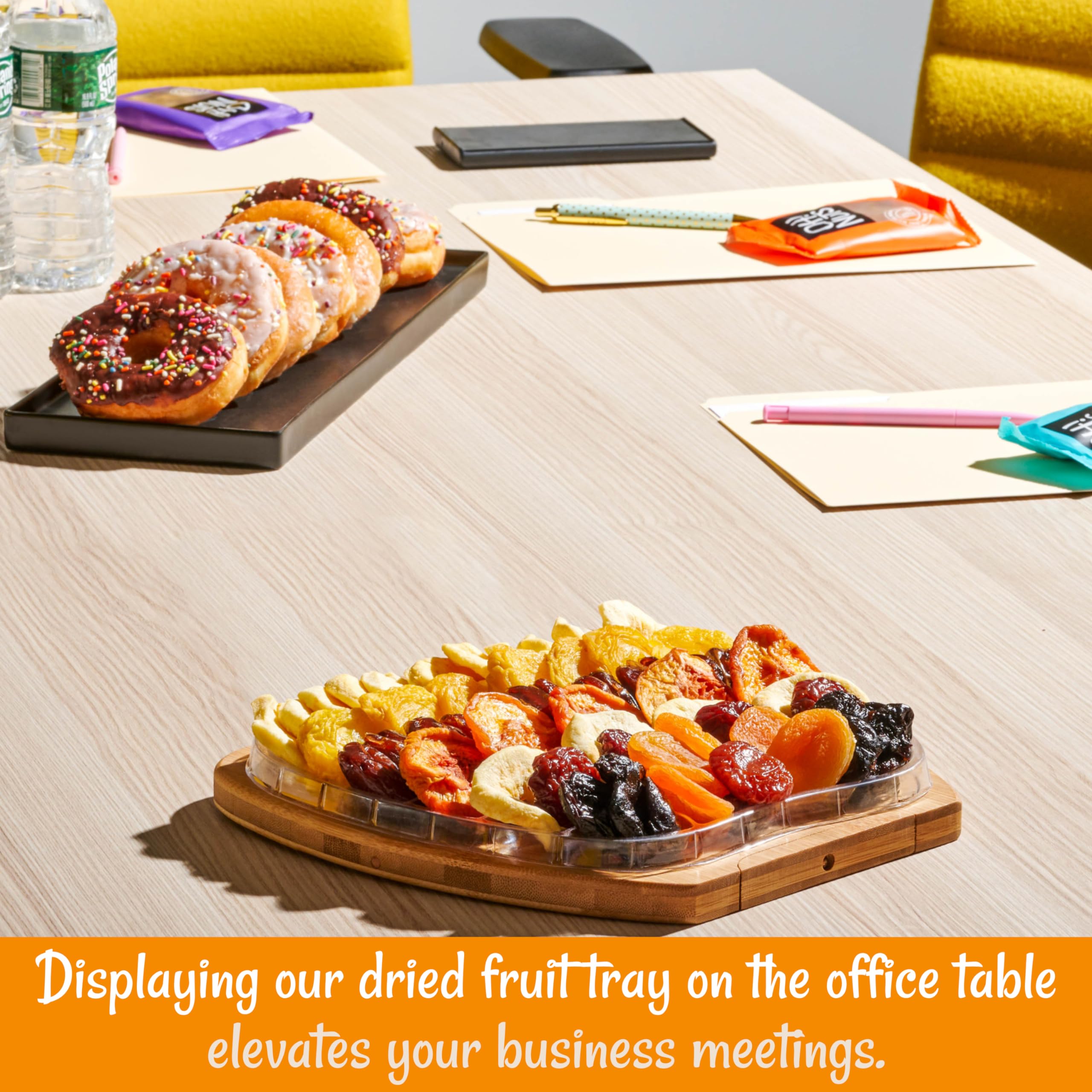 Oh! Nuts Dried Fruit Gift Basket - Gourmet Gift Baskets - Holiday Healthy Assortment Dried Fruits Gift Box - Crafted in the USA - Wooden Apple Shape Gift Tray - (Honey Beige) - Image 5