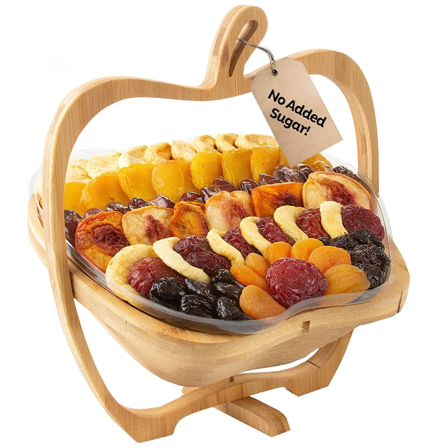 Oh! Nuts Dried Fruit Gift Basket - Gourmet Gift Baskets - Holiday Healthy Assortment Dried Fruits Gift Box - Crafted in the USA - Wooden Apple Shape Gift Tray - (Honey Beige) - Image 6