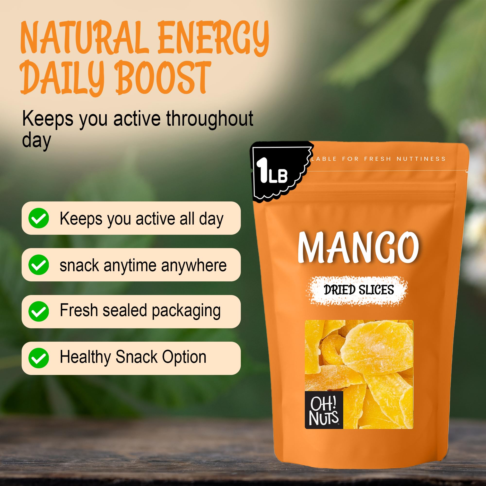 Oh! Nuts Dried Mango - 1 lb - Dried Fruit Slices - Less Sugar Added - Dehydrated Fruit Bites - Packed in New York Zip-Seal Bag for Exceptional Freshness - Image 5