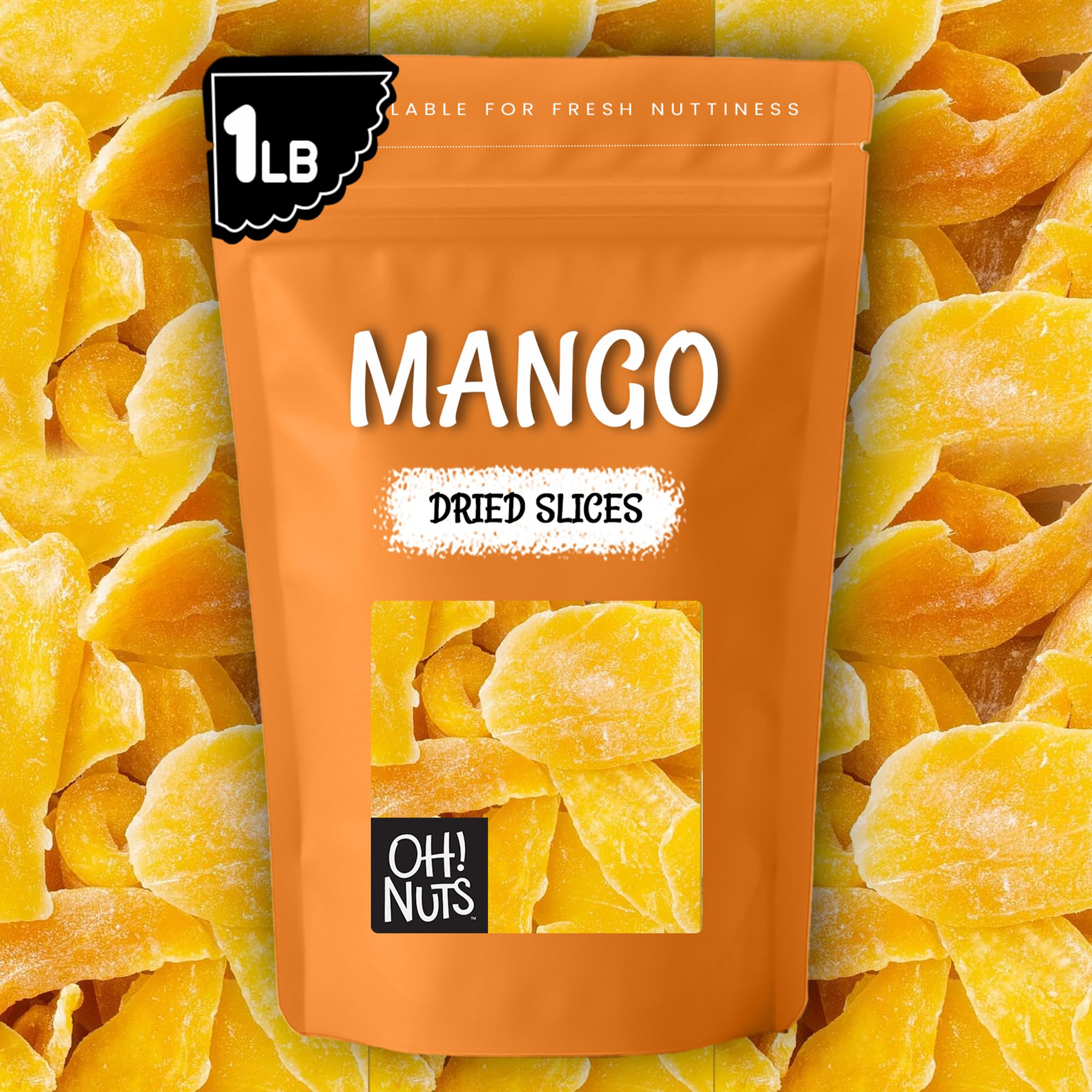 Oh! Nuts Dried Mango - 1 lb - Dried Fruit Slices - Less Sugar Added - Dehydrated Fruit Bites - Packed in New York Zip-Seal Bag for Exceptional Freshness - Image 7