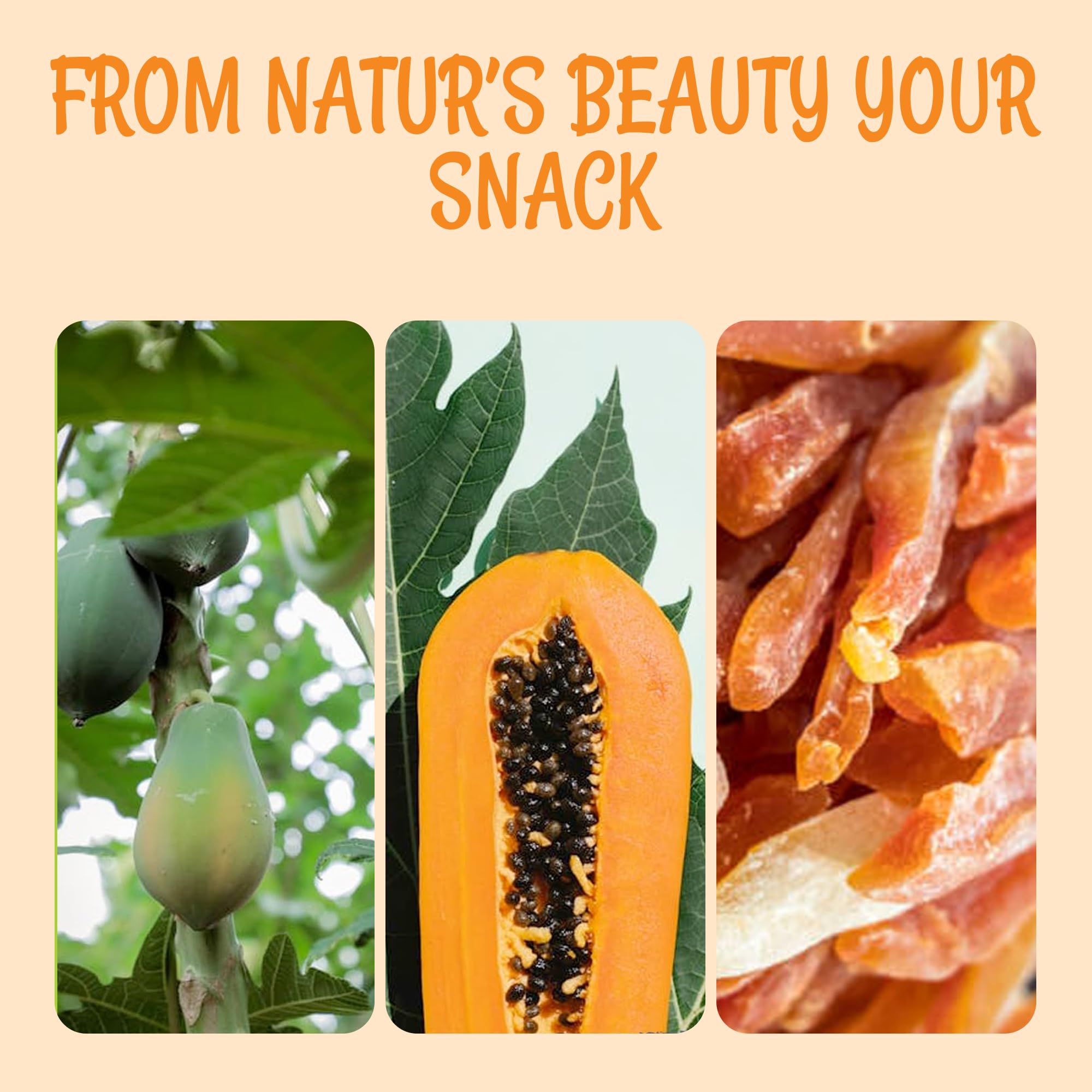 Oh! Nuts Dried Papaya Spears Natural - 1LB - Organic Unsweetened Dried Papaya Spears - Dehydrated Fruit Bites - Packed in New York Zip-Seal Bag for Exceptional Freshness - Image 6