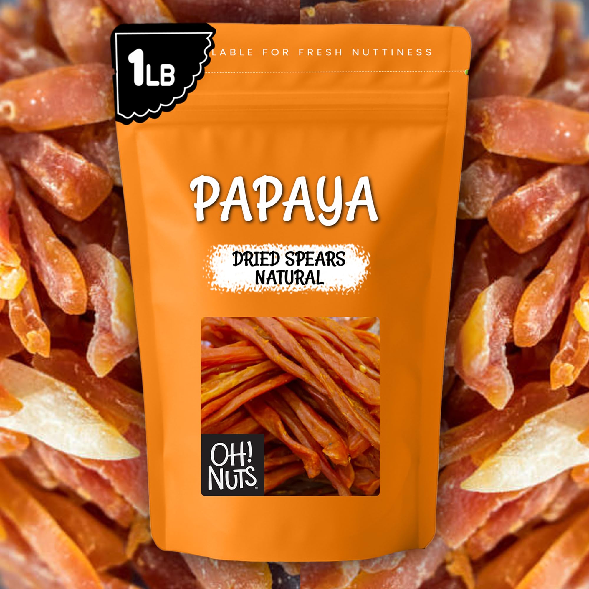 Oh! Nuts Dried Papaya Spears Natural - 1LB - Organic Unsweetened Dried Papaya Spears - Dehydrated Fruit Bites - Packed in New York Zip-Seal Bag for Exceptional Freshness - Image 7