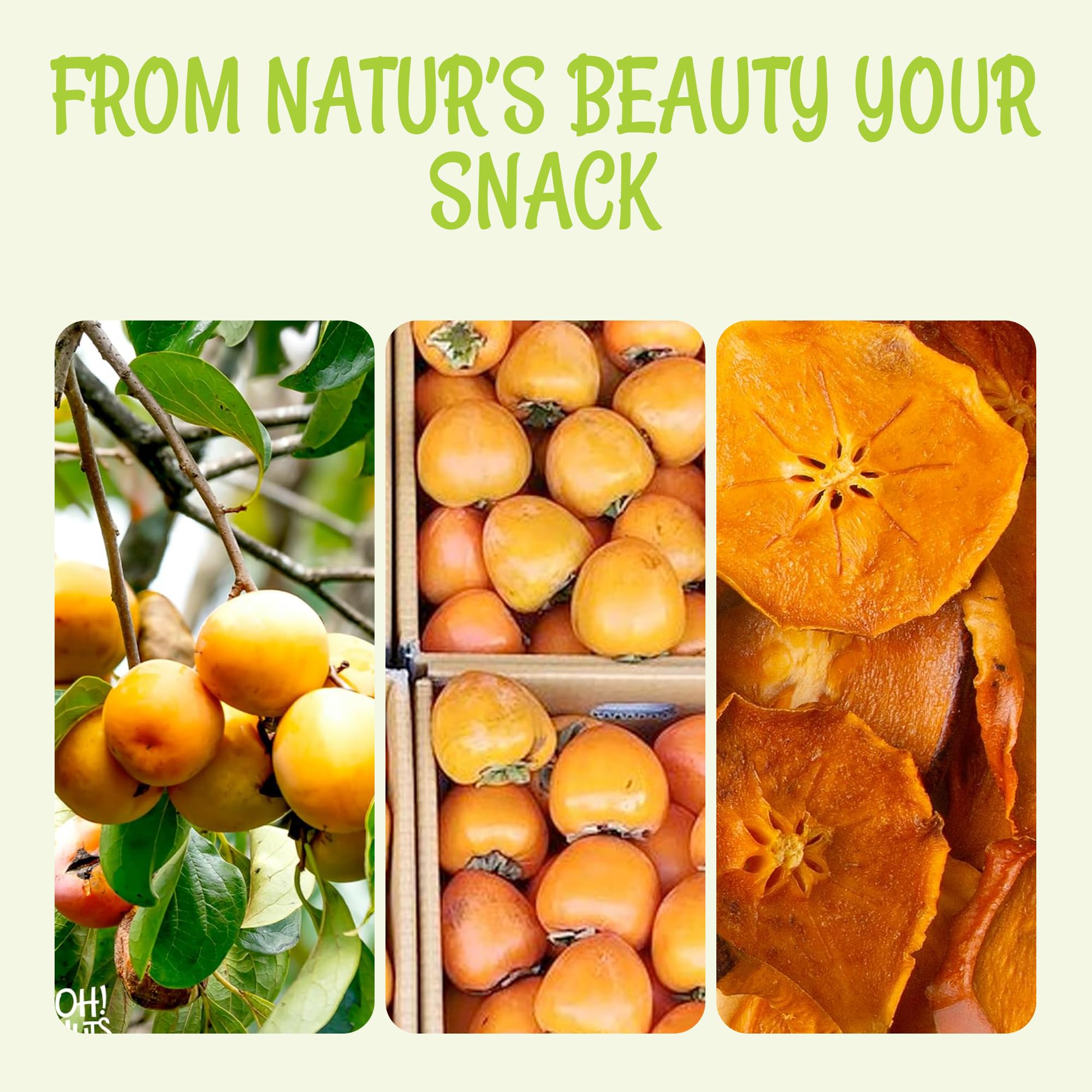 Oh! Nuts Dried Persimmons - Dehydrated Fruit - No Sugar Added - 1 lb Bag - Persimmon Slices - Dried Persimmons for Snacking & Baking - Image 6