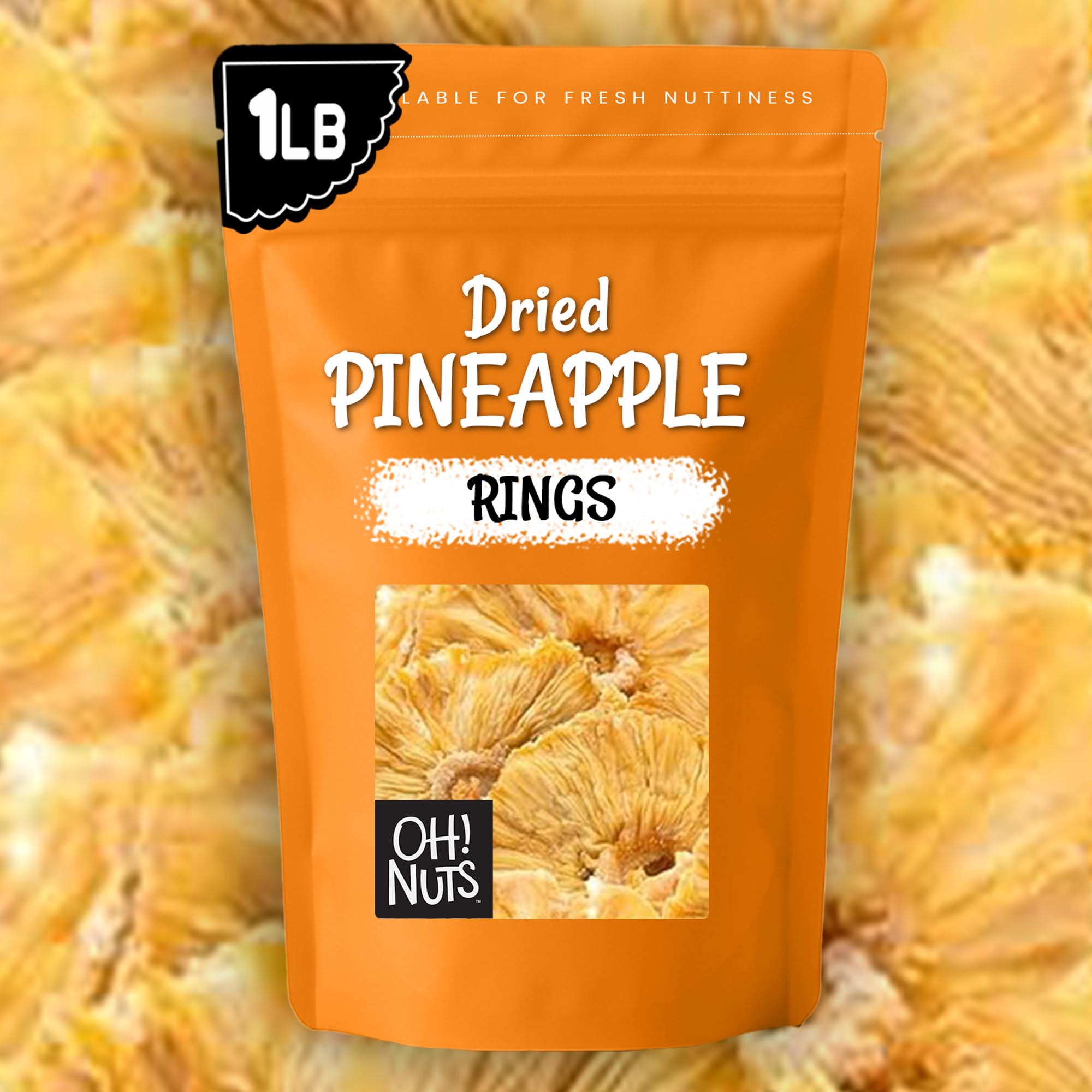 Oh! Nuts Dried Pineapple Natural - 1 LB - Dried Fruit Rings - Organic Unsweetened - Dehydrated Fruit Bites - Packed in New York Zip-Seal Bag for Exceptional Freshness - Image 7