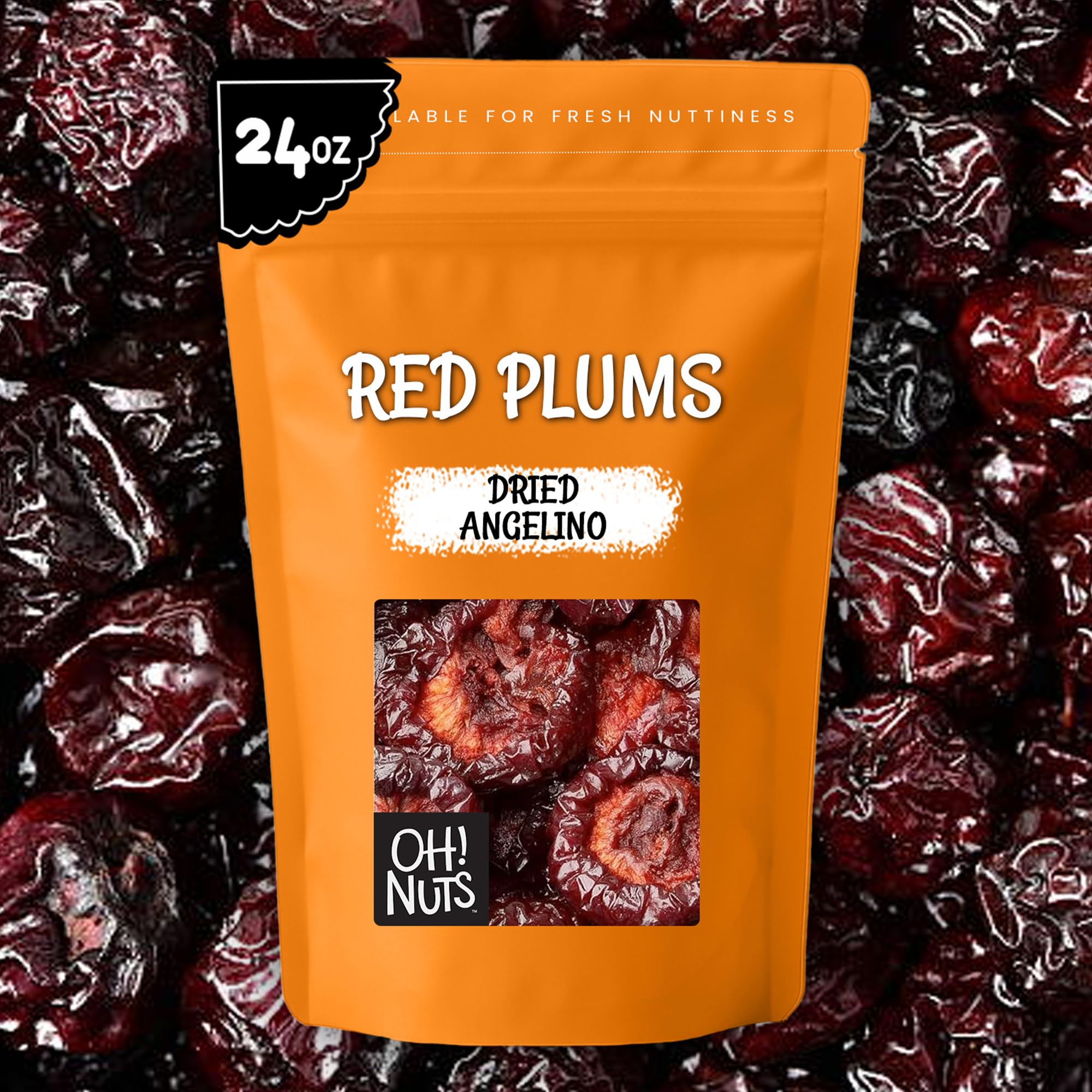 Oh! Nuts Dried Prunes Pitted - 1.5 lb - California Sun Dried Angelino Red Plums - No Sugar Added - Dehydrated Fruit Bites - Packed in New York Zip-Seal Bag for Exceptional Freshness - Image 7