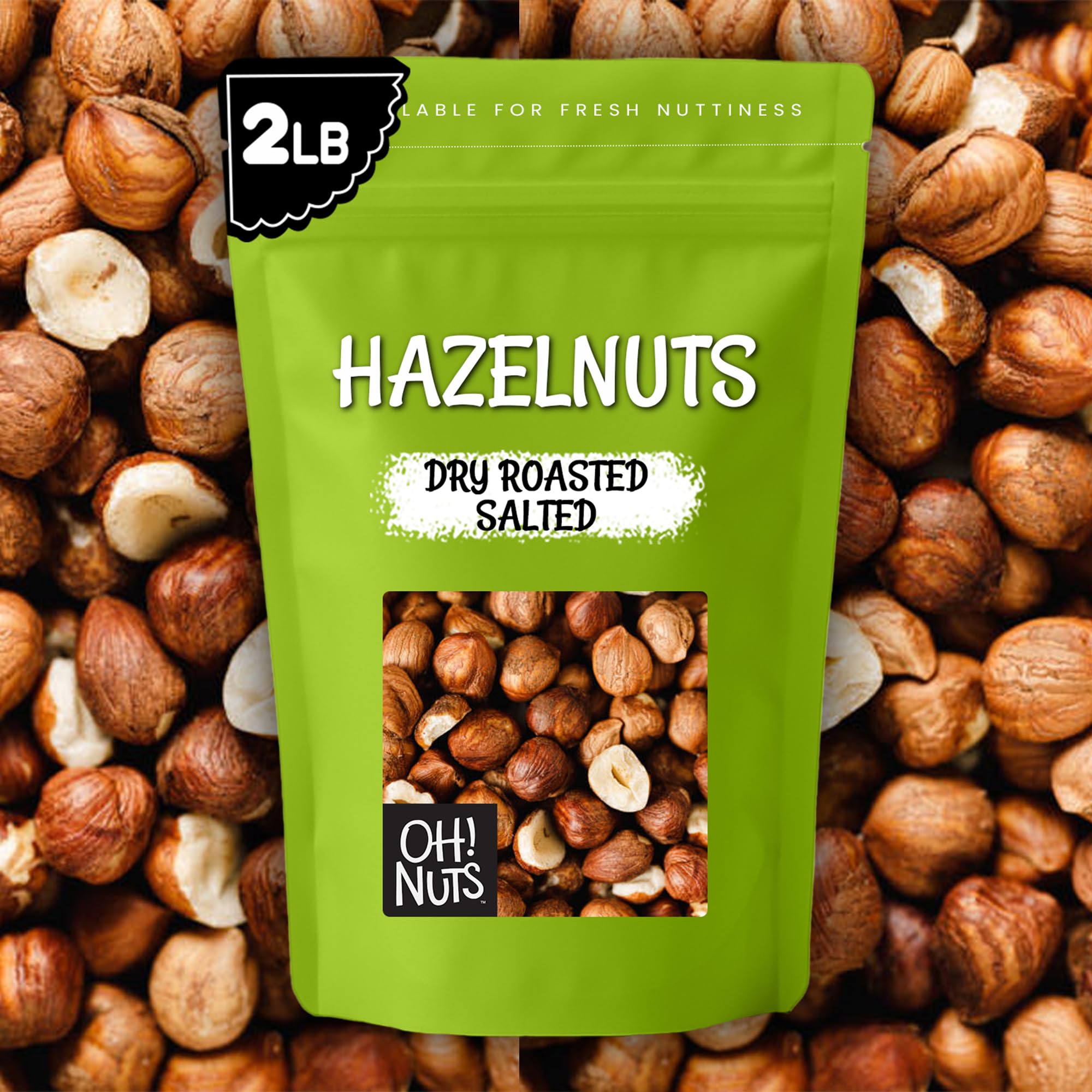 Oh! Nuts Hazelnuts (Filberts) - Dry Roasted Salted - 2 lb - Healthy Whole Crunchy Skinned Cobnuts Snack - Packed in New York Zip-Seal Bag for Exceptional Freshness - Image 7
