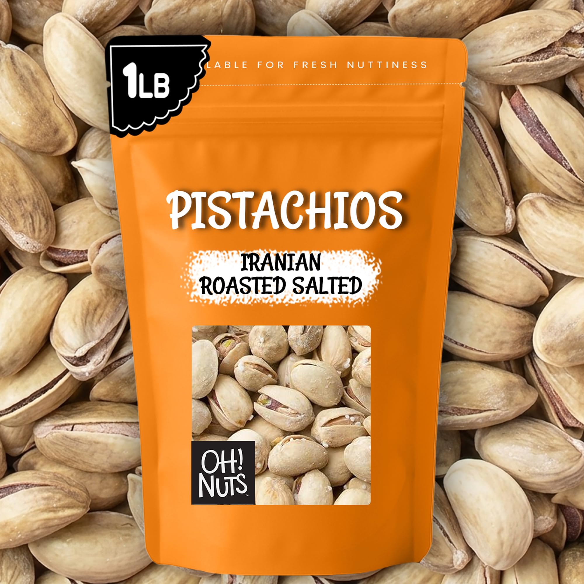 Oh! Nuts Pistachios Iranian Style - Roasted Lightly Salted - 1 lb - Shelled Whole Nuts - Packed in New York Zip-Seal Bag for Exceptional Freshness - Image 7