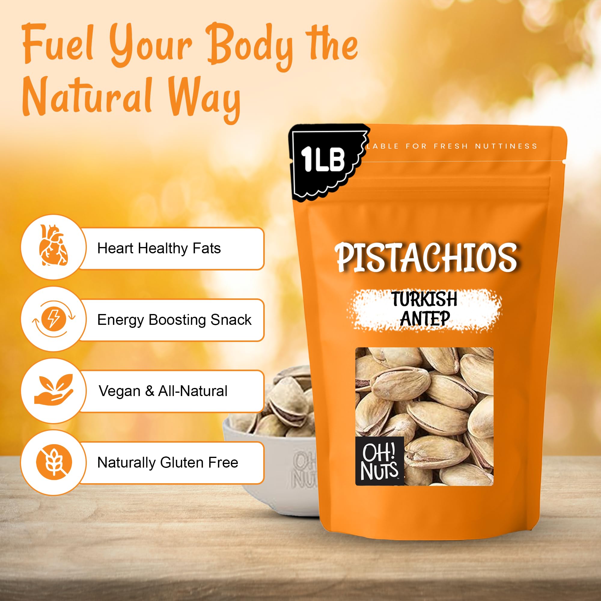 Oh! Nuts Pistachios - Roasted & Lightly Salted - 1 lb - Turkish Antep Pistachios In Shell - Packed in New York Zip-Seal Bag for Exceptional Freshness - Image 3