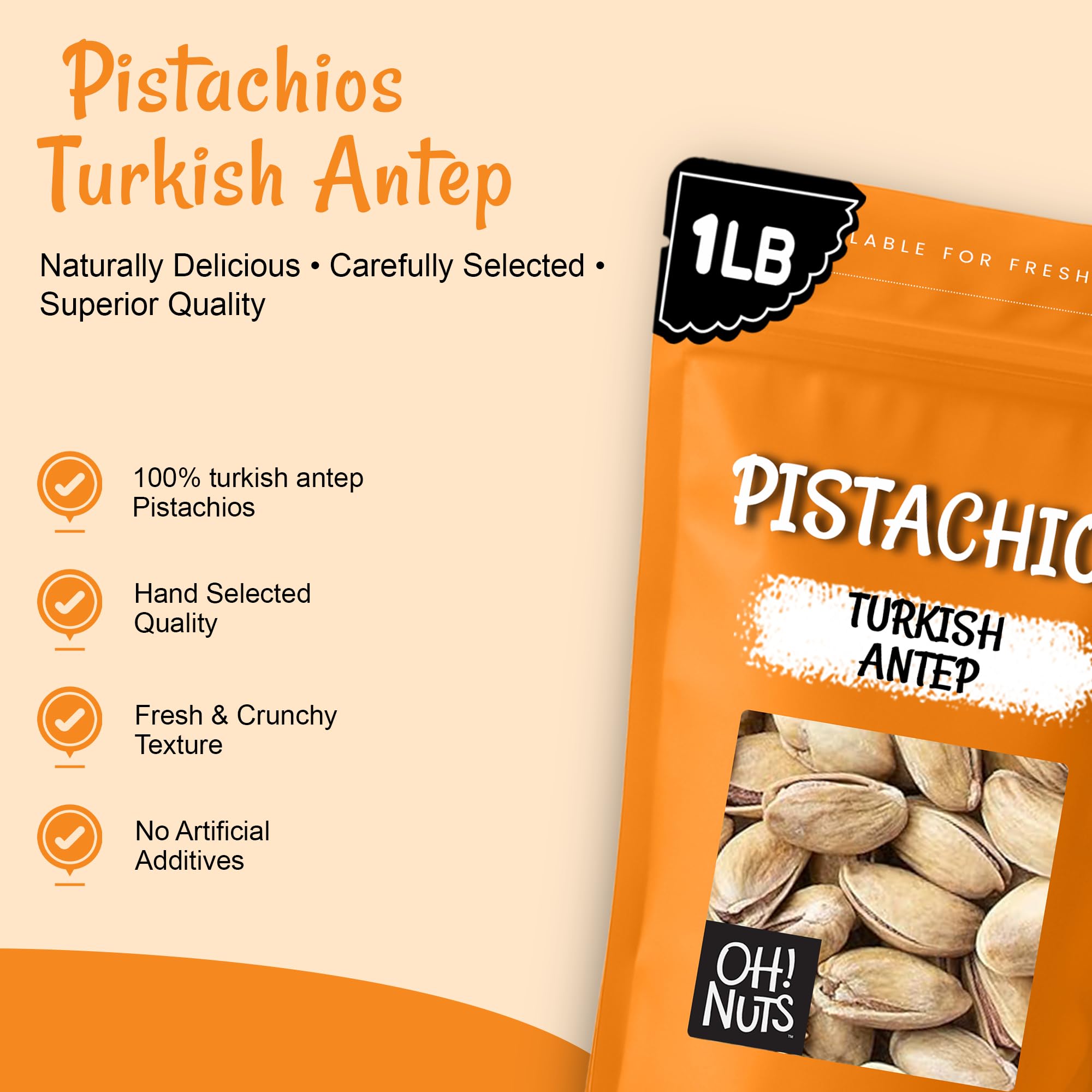 Oh! Nuts Pistachios - Roasted & Lightly Salted - 1 lb - Turkish Antep Pistachios In Shell - Packed in New York Zip-Seal Bag for Exceptional Freshness - Image 5