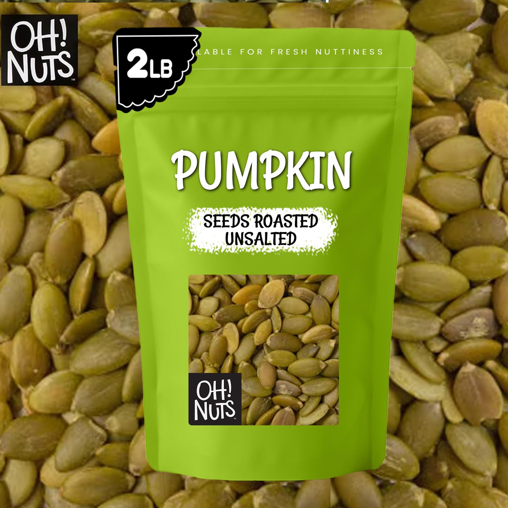 Oh! Nuts Pumpkin Seeds - Roasted Unsalted - 2 lb - No Shell Pepitas - Packed in New York Zip-Seal Bag for Exceptional Freshness - Image 7