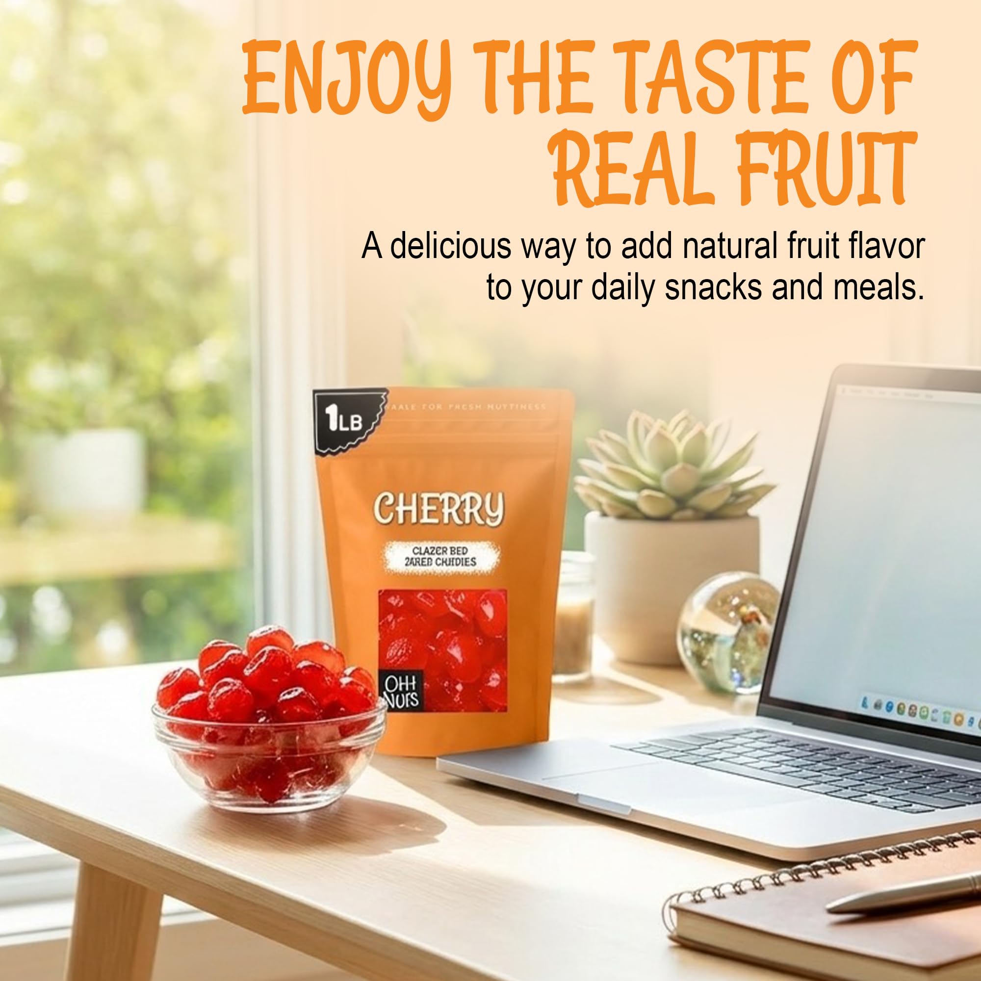 Oh! Nuts Red Cherries Candies - 1 LB - Sweetened Dried Fruit - Dehydrated Fruit Bites - Packed in New York Zip-Seal Bag for Exceptional Freshness - Image 4