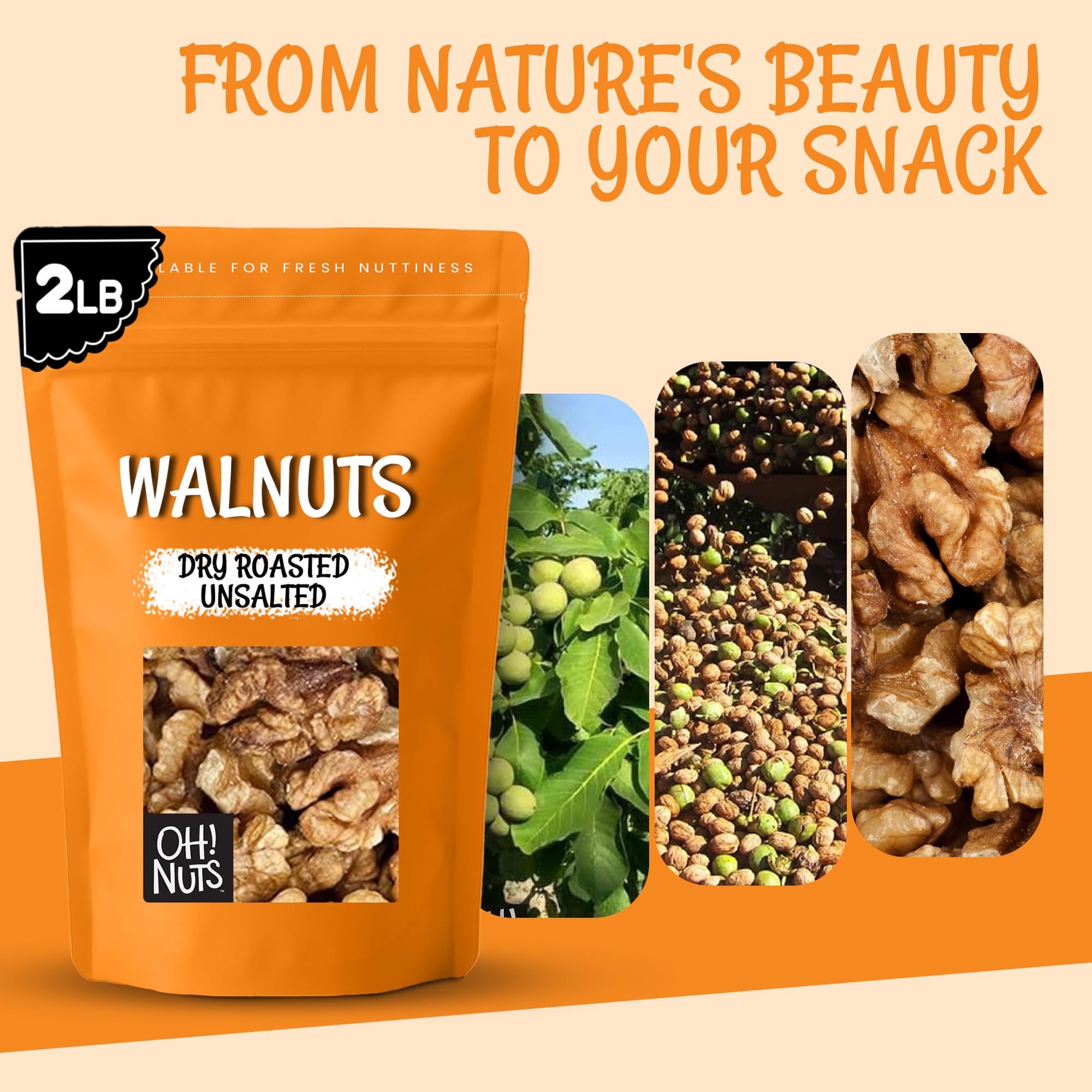 Oh! Nuts Walnuts - Dry Roasted Unsalted - 2 lb - Packed in New York Zip-Seal Bag for Exceptional Freshness - Image 6