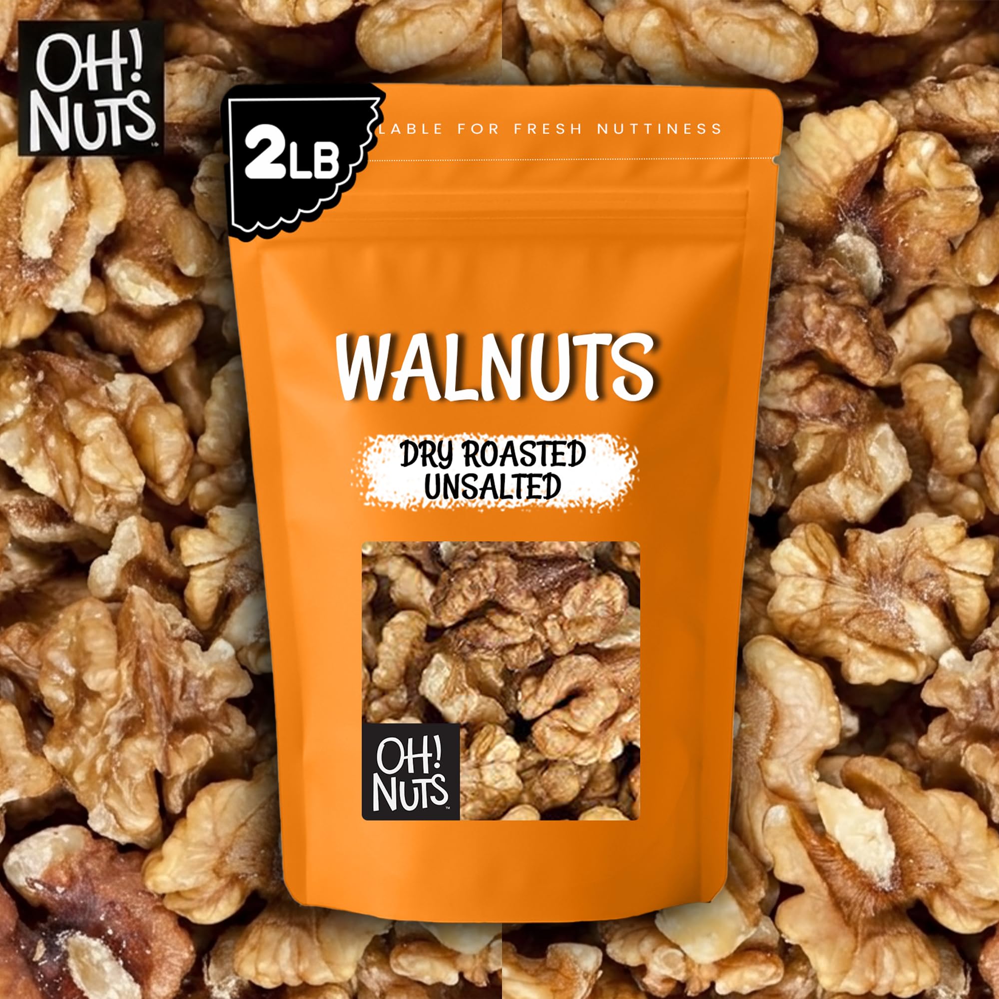 Oh! Nuts Walnuts - Dry Roasted Unsalted - 2 lb - Packed in New York Zip-Seal Bag for Exceptional Freshness - Image 7